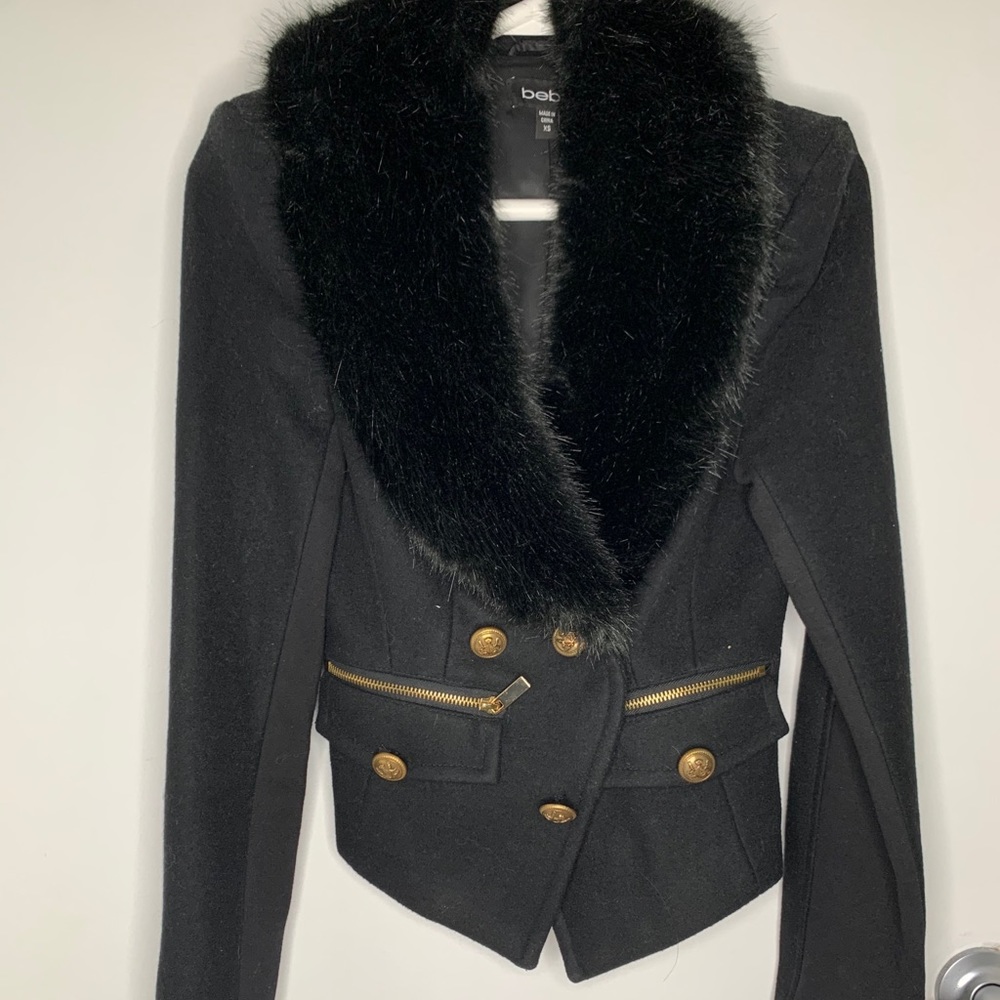 Bebe fur collar jacket